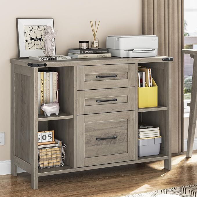 Vabches File Cabinet with 3 Drawers, Farmhouse Lateral File Cabinet Fits Files by Vabches