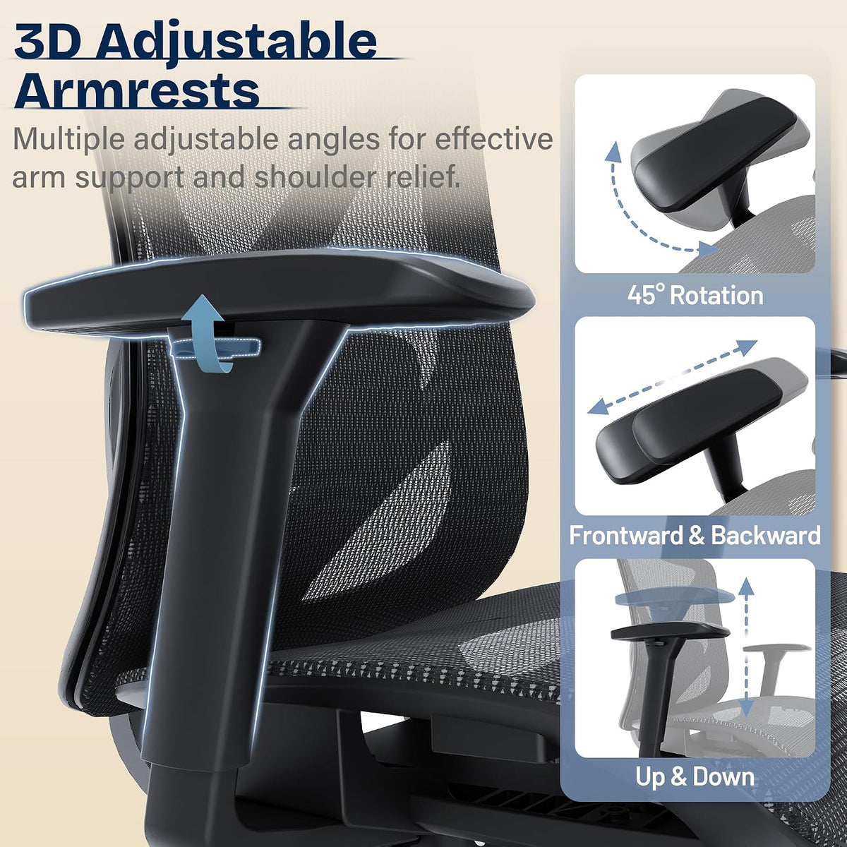 ergonomic office chair, mesh computer desk chairs with showing dimensions