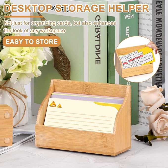 SHIQIKEJIPTY 2 Pack Wood Index Card Holder 4x6 Inch Index Card Box Notecard Box - Image 7