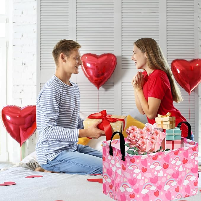 FUULOXE Rectangular Valentines Basket Storage Bin - Image 4