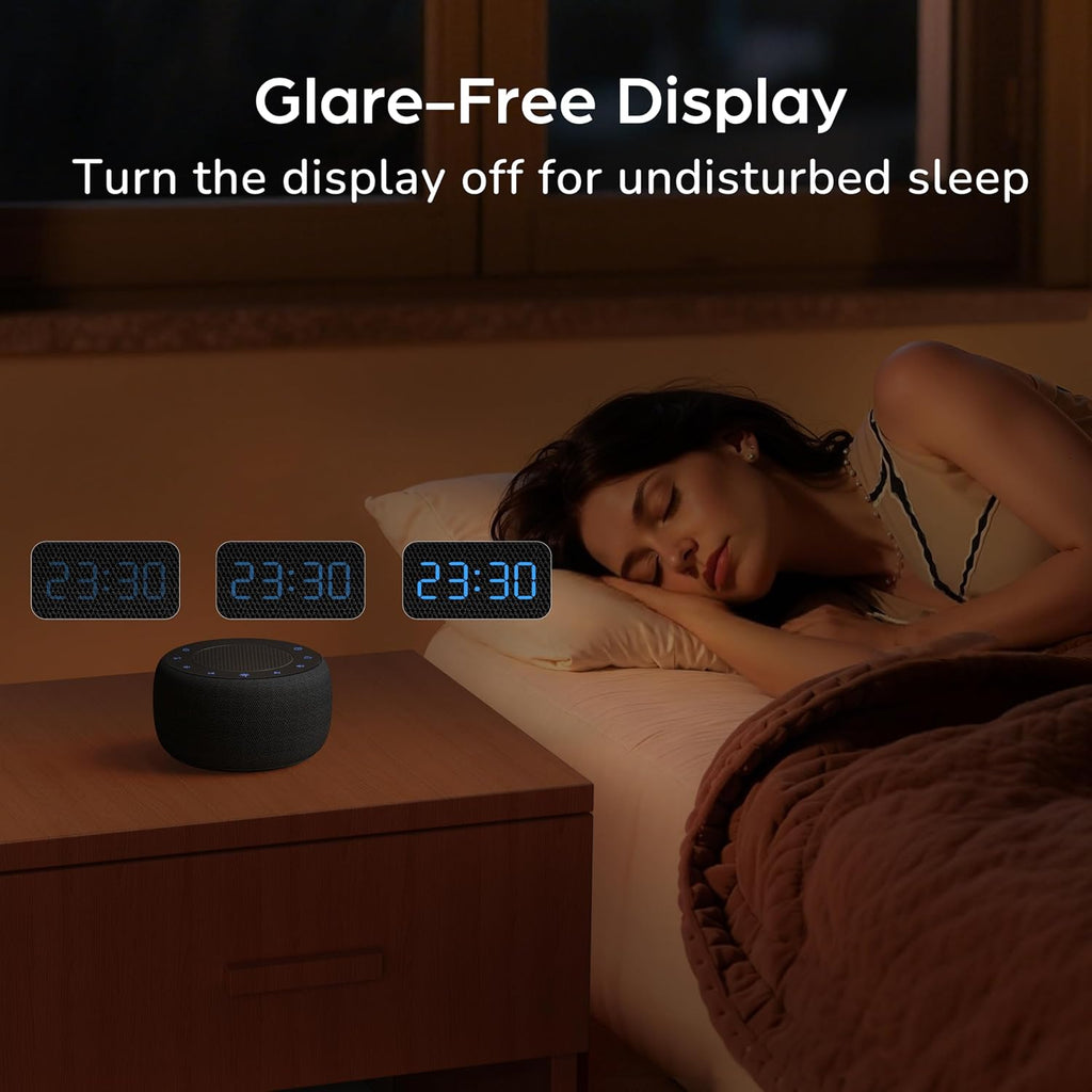 buffbee alarm clock with bluetooth speaker & fm showing dimensions