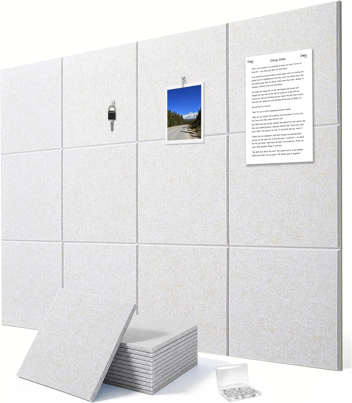 Felt Wall Tiles Bulletin Board Large Cork Board Alternative 12 Pack 11.81”x11...