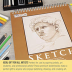 U.S. Art Supply 9"x12" Top Spiral Bound Sketch Book, 2 Pack, 100 Sheets Each - Image 6