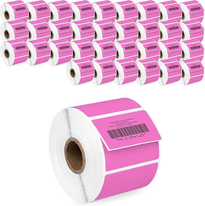 HOUSELABELS 2.25" x 1.25" Pink Address Labels on 1" Core Compatible by HouseLabels