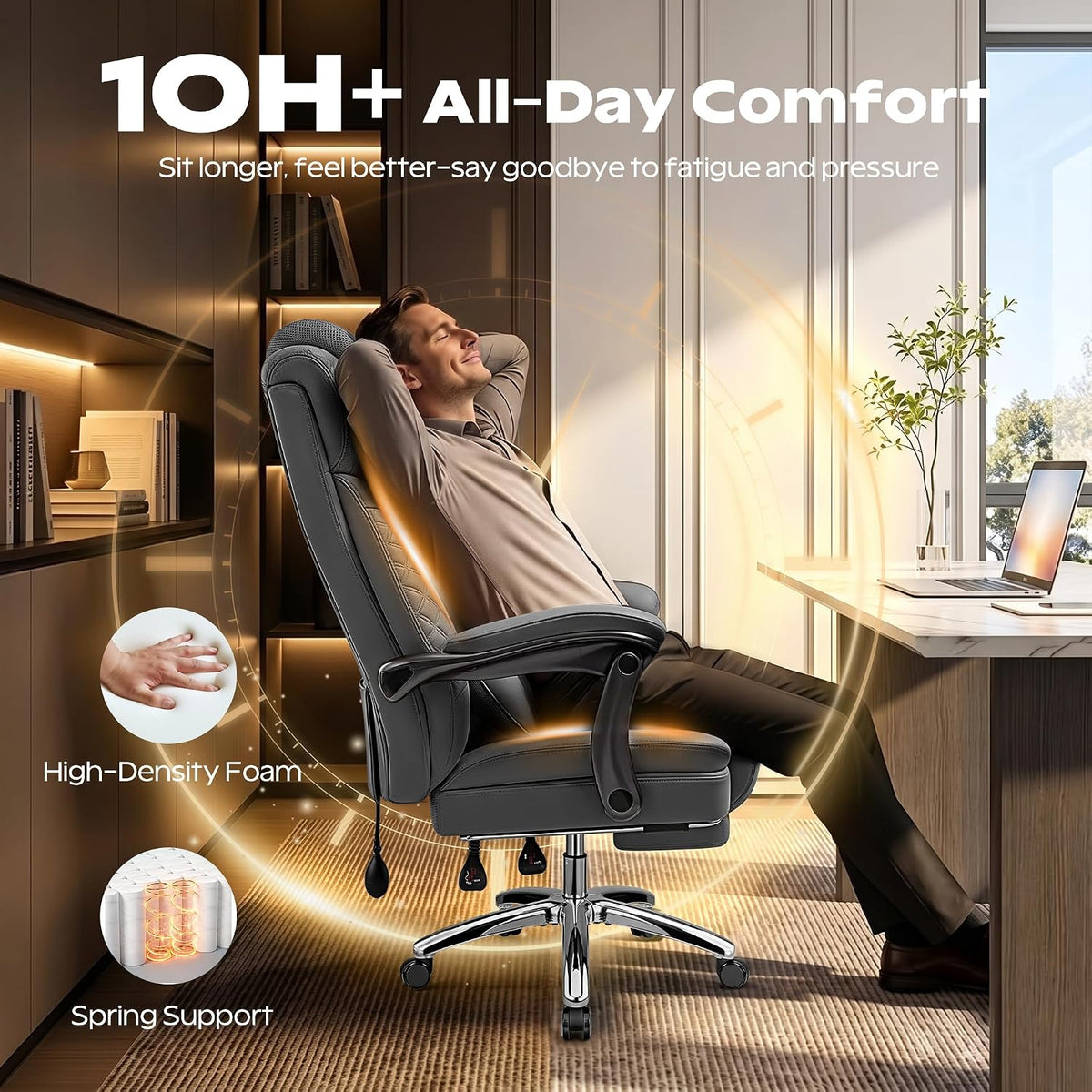 Office Desk Chair with Footrest, Big and Tall Executive Office Computer Chair...