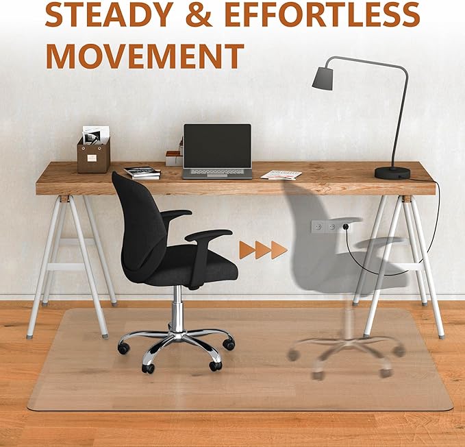 HOMEK Large Office Chair Mat for Hardwood Floor- 46" x 72" Clear Computer Desk - Image 5