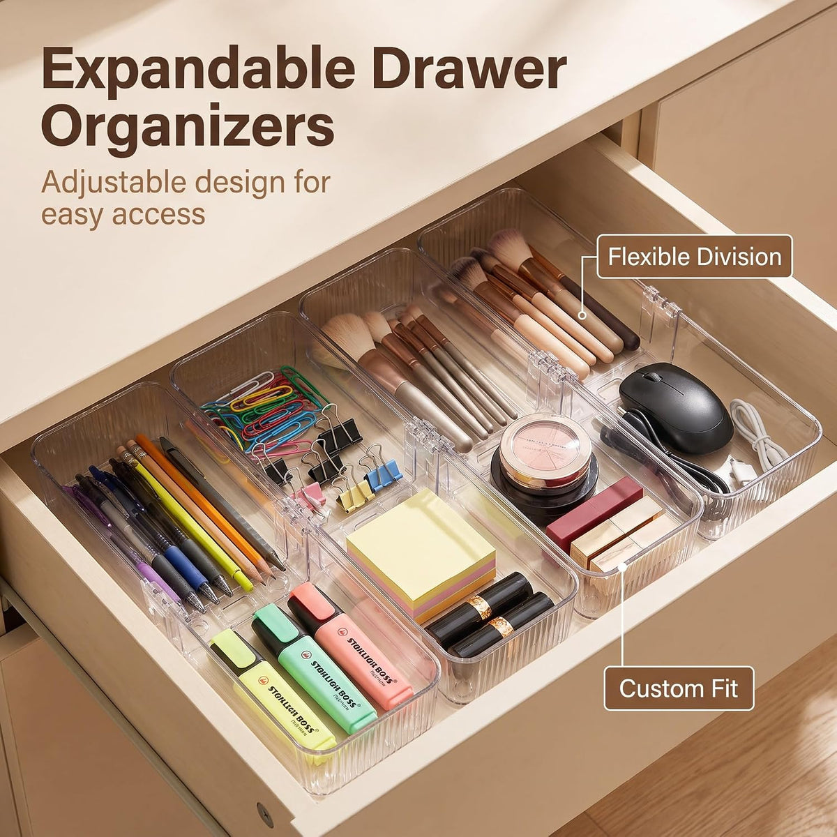 Kitchen plastic drawer organizer