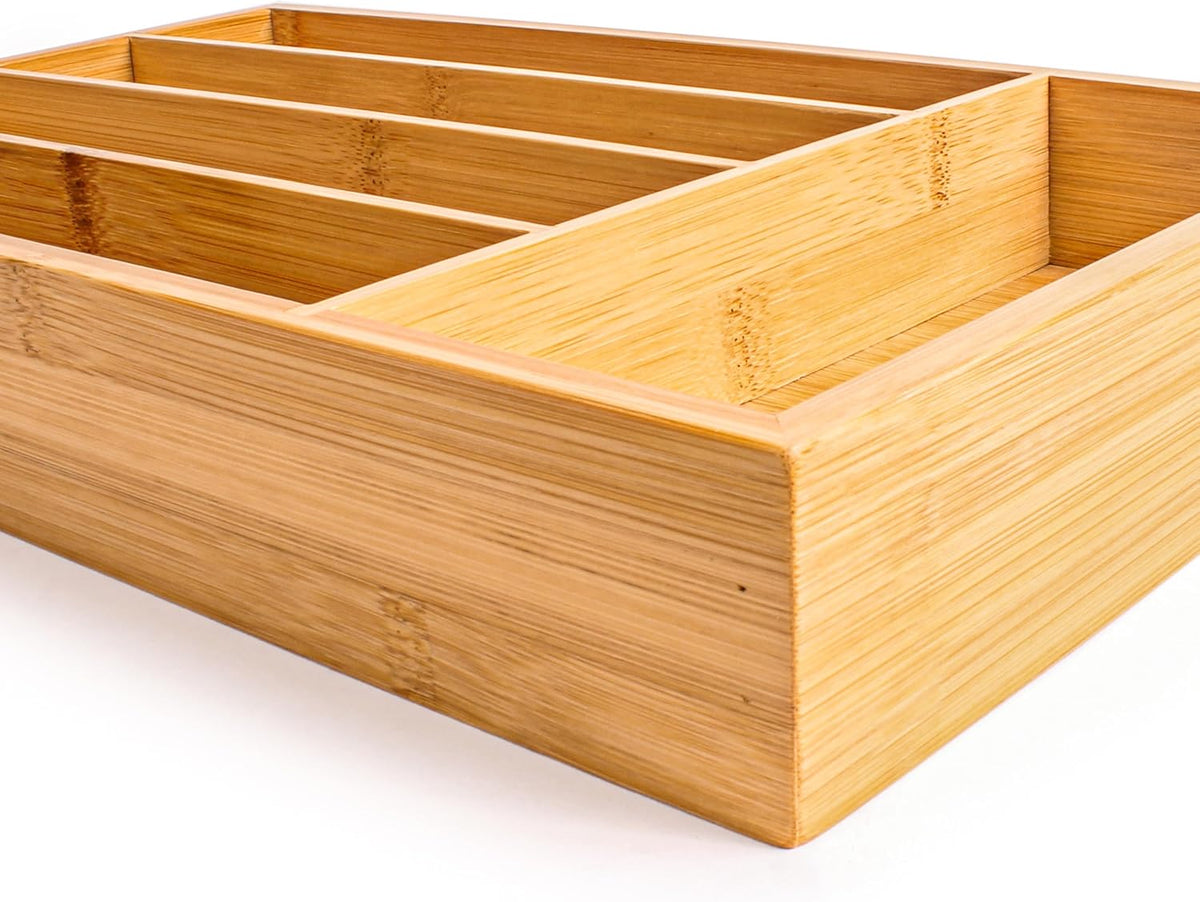 Berghoff Bamboo Kitchen Drawer Organizer, 5 Slot, 13.5"x8.25" Flatw...