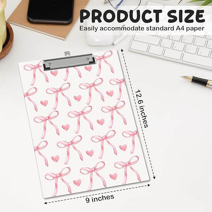 APIILVPQ Pink Clipboard，Bow Clipboards - Image 2