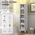 67" Tall Narrow Storage Cabinet Metal Bathroom Cabinet with Lockable and 4 Adjustable Shelve,Anti-Tip Design,Standing Pantry Cabinets Cupboard for Kitchen,Dining Room,Bathroom-Assembly Required(White)