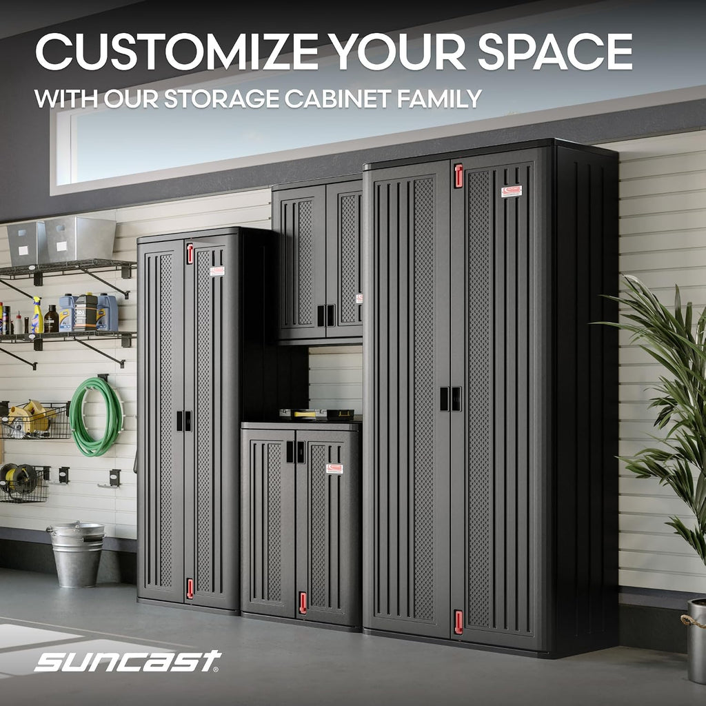 suncast 30" heavy-duty resin garage cabinet, lockable, dark, view 9