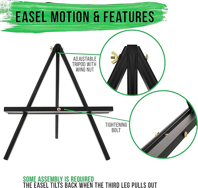 U.S. Art Supply 12" Black Wood Tabletop Easel - Image 3