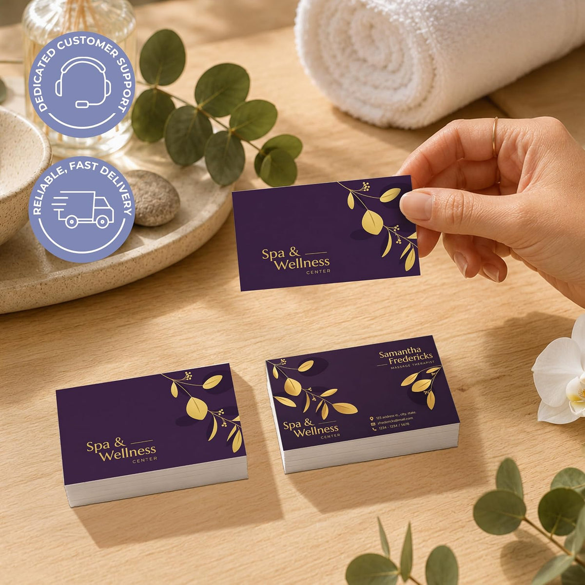 custom business cards, packs of 50 to 1000, package contents