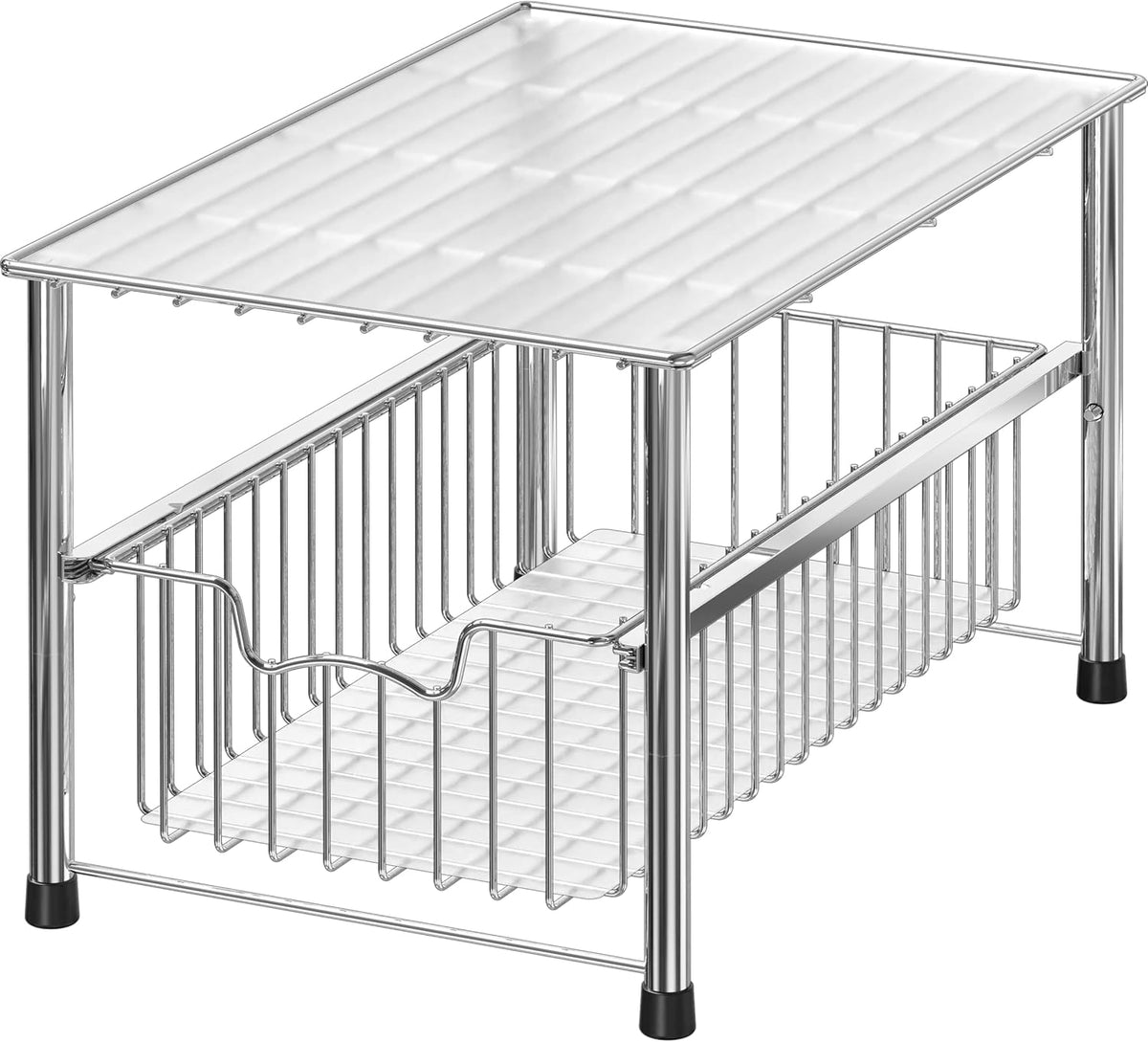 Simple Houseware Chrome Metal Stackable Storage Rack, 16.75 in L x 10.8 in W ...