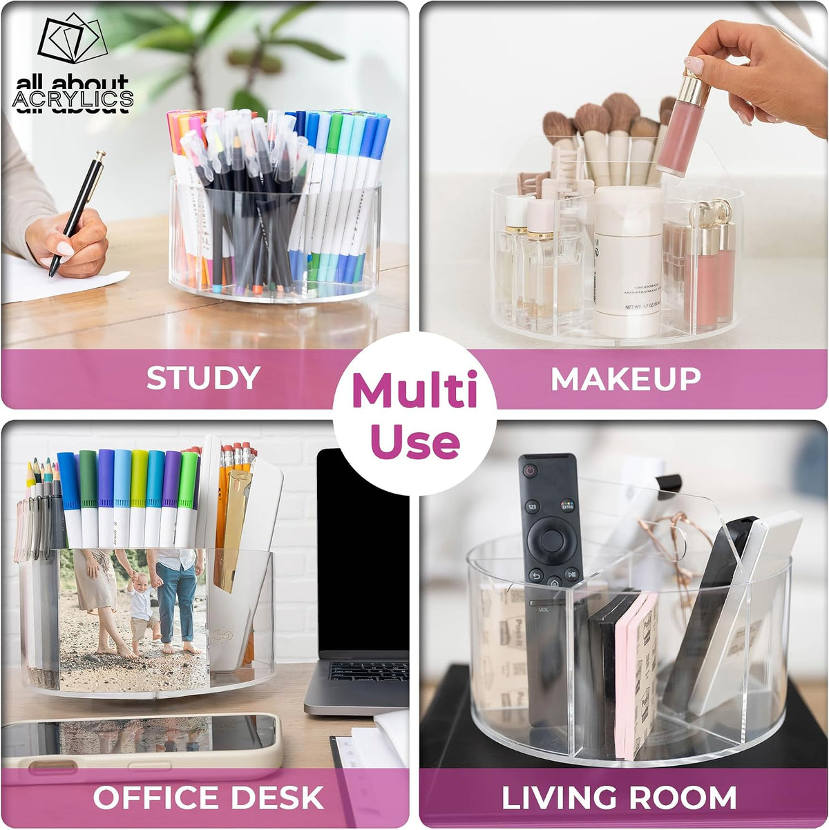 Acrylic Marker Organizer - Multipurpose 360 Rotating Holder for Pencil, Pen, ...