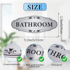Bathroom Sign Sticker for Business and Home，Self-adhesive Brushed Silver Cute - Image 2