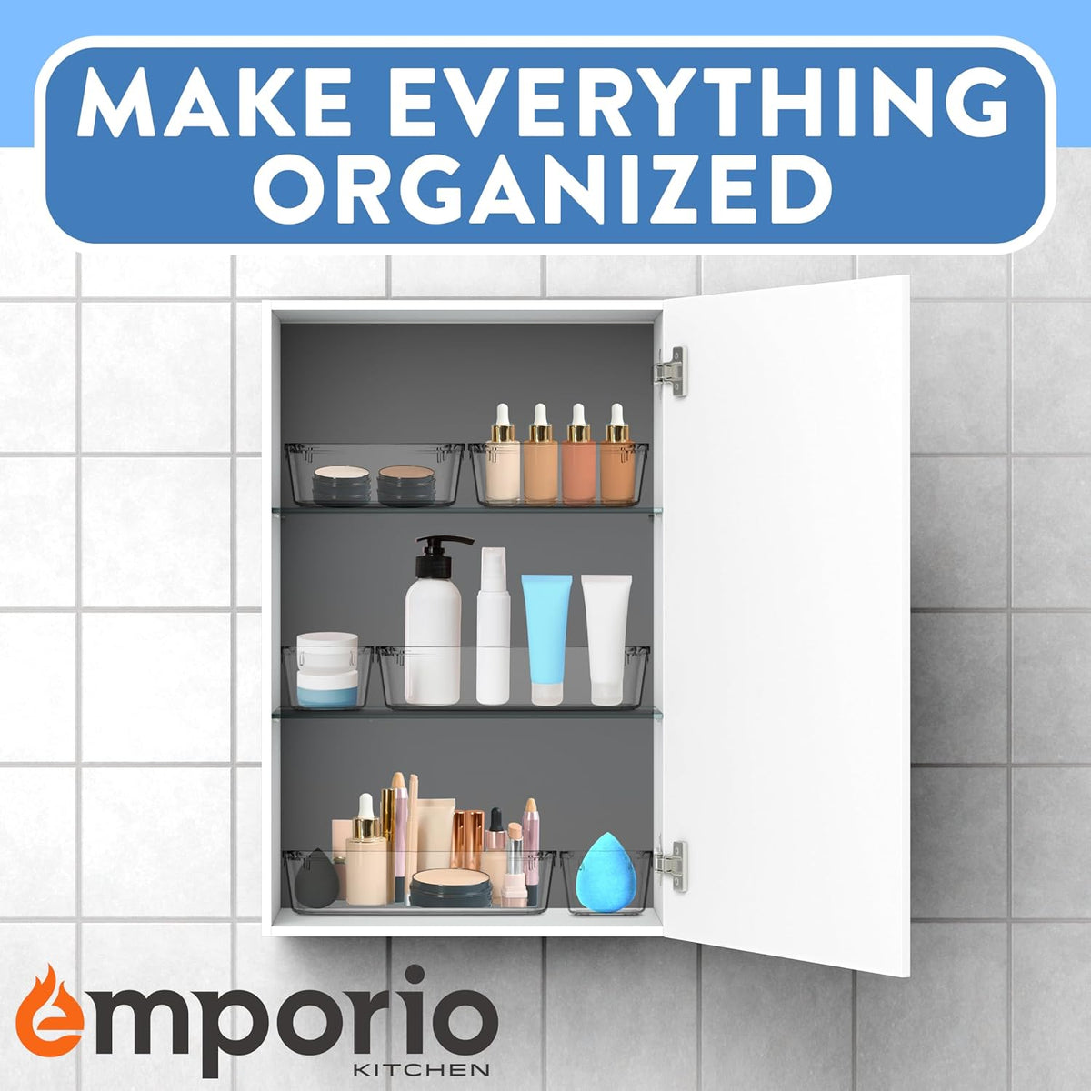 Emporio Kitchen Drawer Organizer Set - 12, 20, 18, 22 Pcs Stackable Storage T...