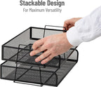 Mind Reader Stackable Paper Tray, Desktop Organizer, File Storage, Metal Mesh - Image 3