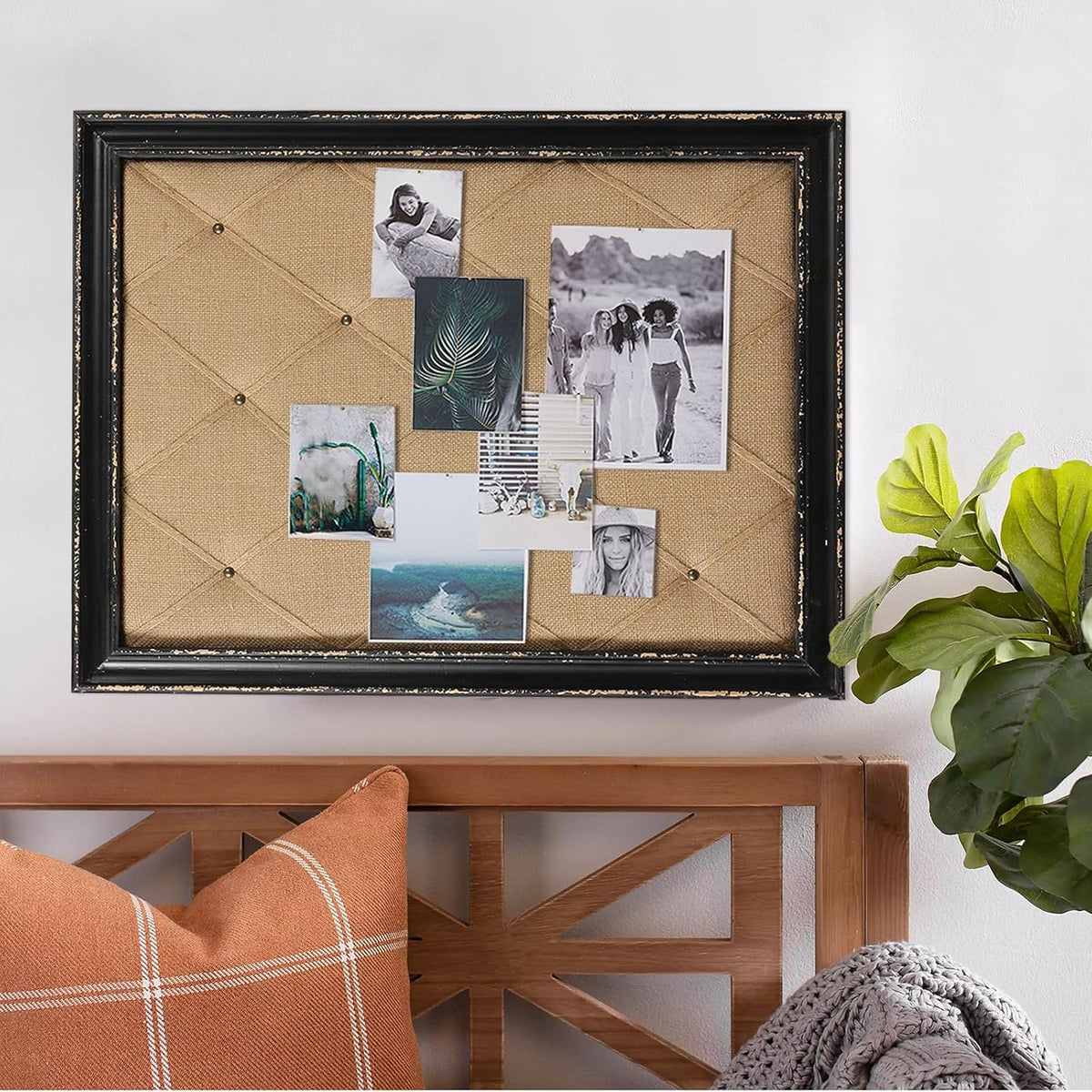 SOFE 21x27 Black Framed Linen Vision Board, Large Bulletin Board