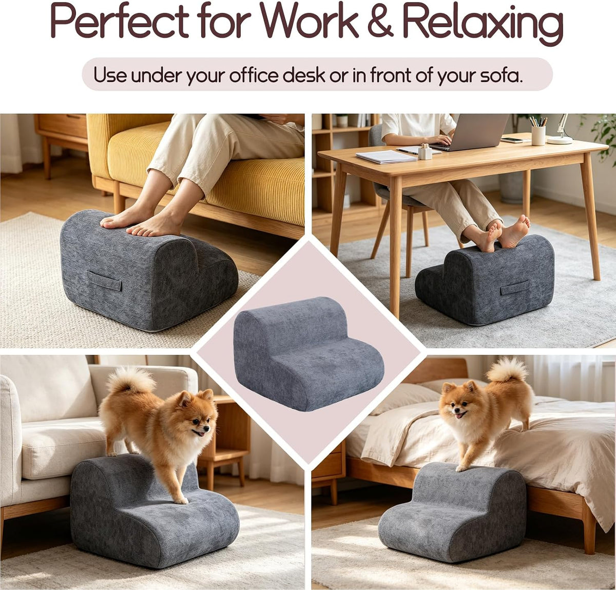 Foot Rest for Under Desk at Work,Ergonomic 2-Height Sponge Foot Stool for Off...