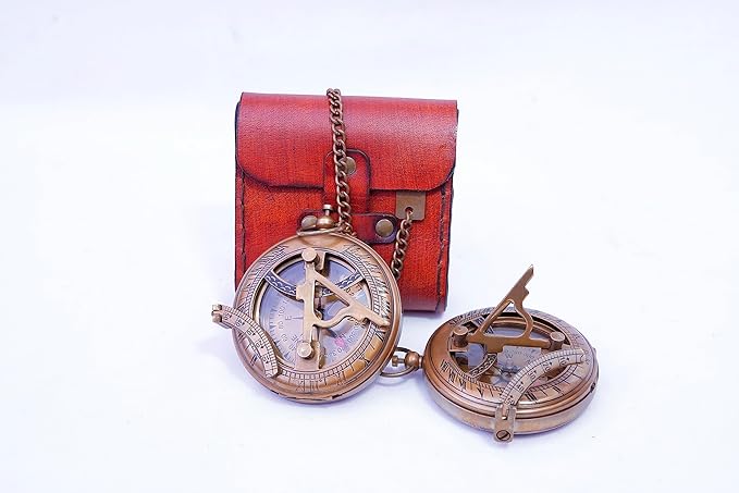 Handcrafted Vintage Brass Sundial Compass – Antique Nautical Sun Clock - Image 4
