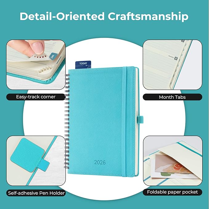 IN-LUXPRO Planner 2026 Daily Weekly and Monthly, 12 Months Spiral Bound - Image 6