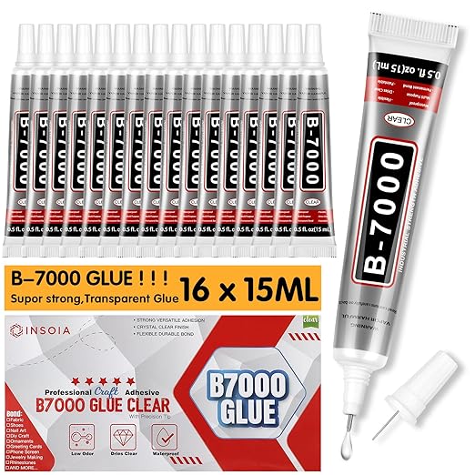 B7000 Rhinestone Glue Clear 16 PCS 15ml – Strong Transparent No Trace Jewelry by INSOIA