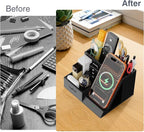 TopMade Wireless Charger Nightstand Organizer, Leather Desktop Organizers - Image 2