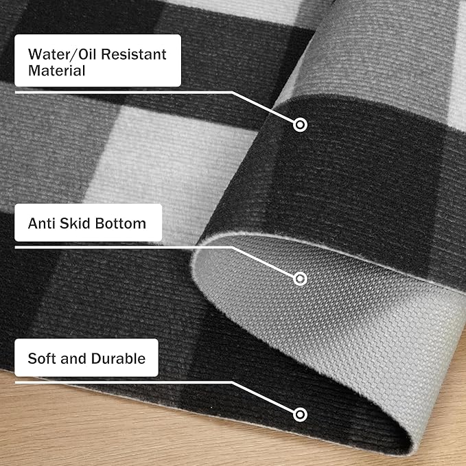 GENIMO Checkered Rug 27.5x44 inches Black and White Outdoor Rug Buffalo Plaid - Image 7