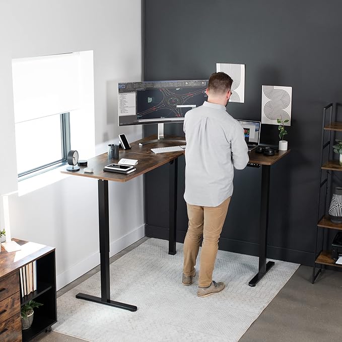 VIVO Electric Corner 63 x 55 inch L-Shaped Standing Desk, Memory Height - Image 2