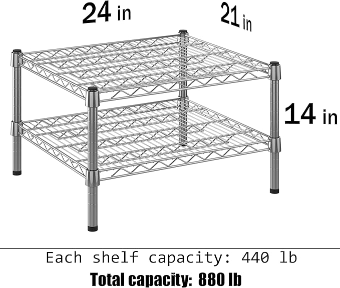 Regal Altair 21" Deep x 24" Wide x 14" Height Wire Shelving Kit | 2-Tier | NSF - Image 3