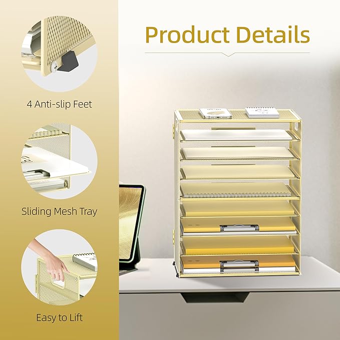 DALTACK 9-Tier Paper Letter Tray Desk Organizer - Image 3