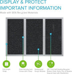 Ghent 36"x72" 3-Door indoor Enclosed Recycled Rubber Bulletin Board, Shatter - Image 3