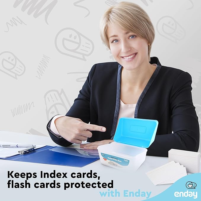 Enday Index Card Holder Blue, 3x5 Note Flash Card Organizer Case, Index Card - Image 6