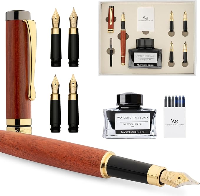 Wordsworth & Black Fountain Pen Gift Set, Includes Ink Bottle, 6 Ink Cartridges by WordsworthBlack