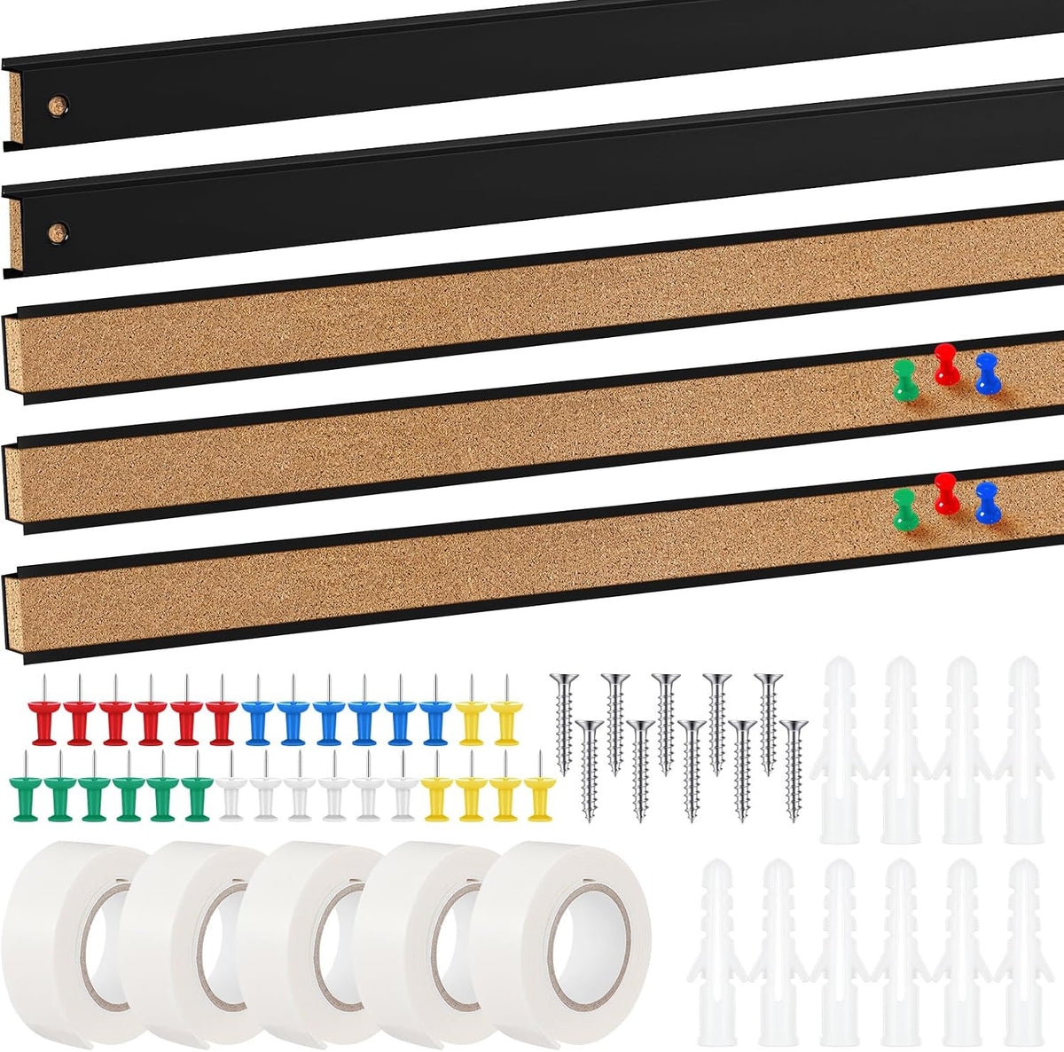 Threehoney 5 Pcs Cork Board Strip for Wall Cork Strips, 48'' x 1"