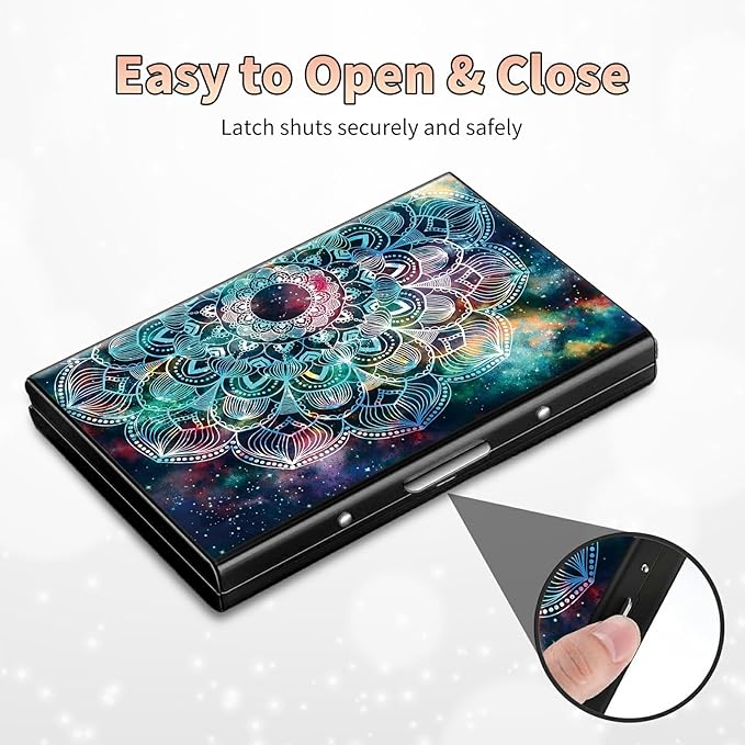 BWEGRHE Slim Credit Card Holder, Art Mandalas RFID Blocking Metal Wallet - Image 6