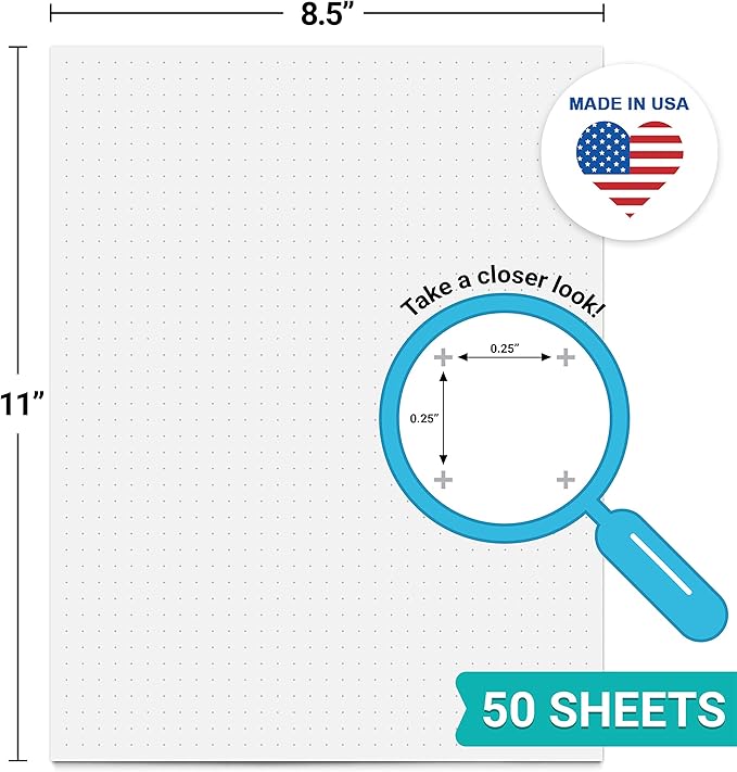 321Done Dot Cross Grid Graph Paper Notepad – Made in USA – 50 Sheets Dotted - Image 2