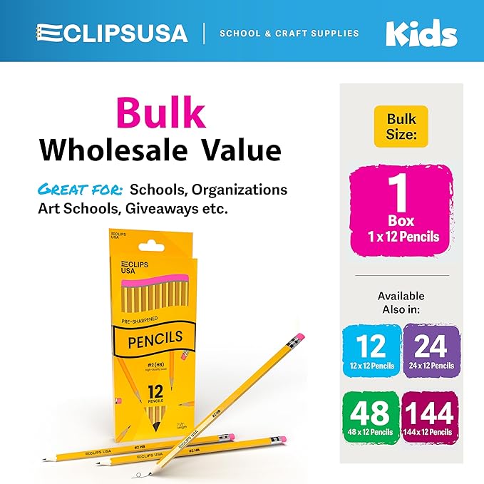 Pre-Sharpened Pencils Bulk, Pencil #2, Number 2 pencils, School Supplies Bulk - Image 2