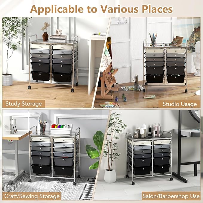 Happygrill 12-Drawer Rolling Storage Cart, Utility Cart - Image 7