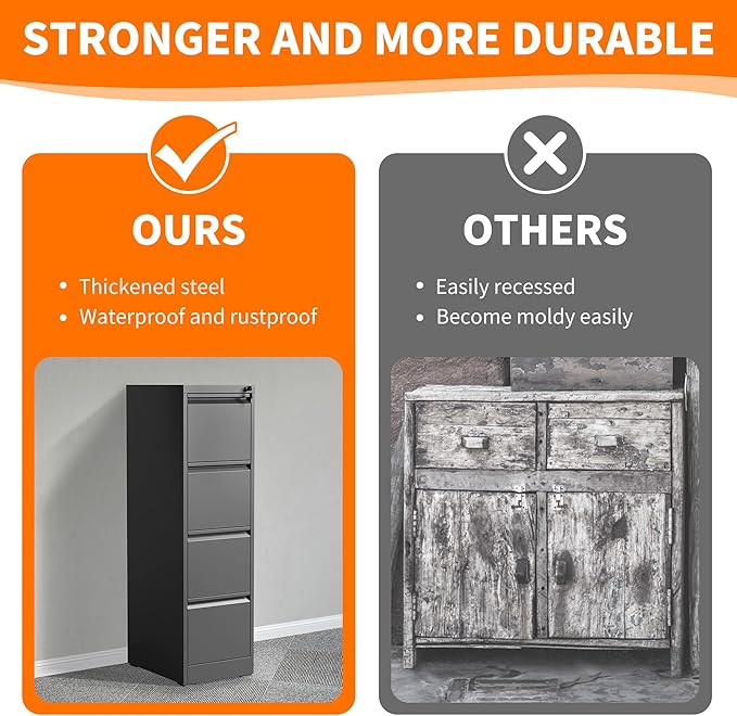 OPTYMIRA 4 Drawer Metal File Cabinet - Image 6