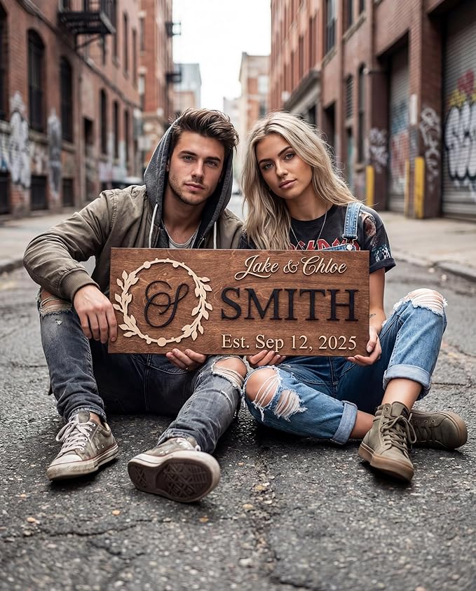 Custom Family Name Sign | Personalized Wooden Wedding Gift | Rustic Last Name - Image 8
