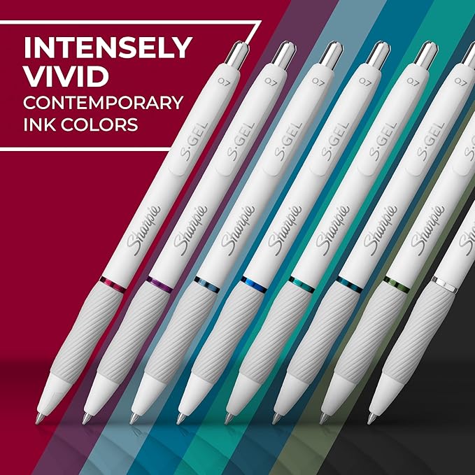 Sharpie S-Gel Pens, Fashion Barrel Gel Pens, Pearl White Body, Medium Point - Image 4
