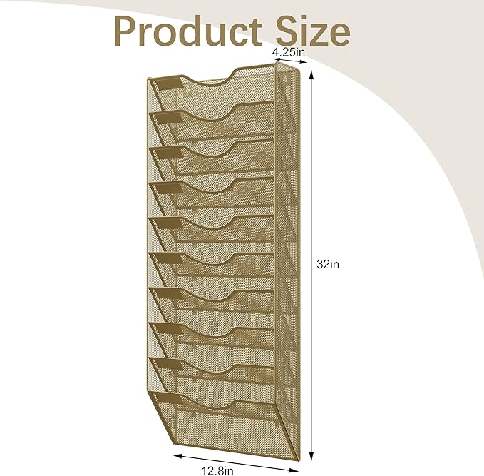 EasyPAG 10 Pocket Mesh Wall File Organizer, Hanging Paper Folder Holder - Image 9