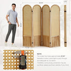 Asnefeli Room Divider 4 Panel, Folding Privacy Screen, Foldable Wood Divider - Image 4