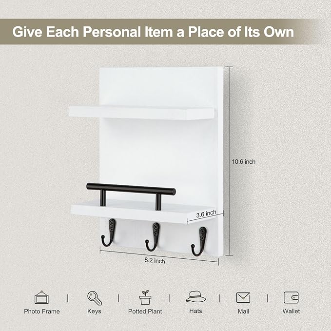 Lucundm Key Holder Wall Mount, Mail Shelf Decor - Image 2