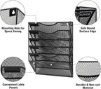 Wall File Organizer, 6 Tier Hanging File Folder Mail Organizer, Vertical Mesh - Image 5