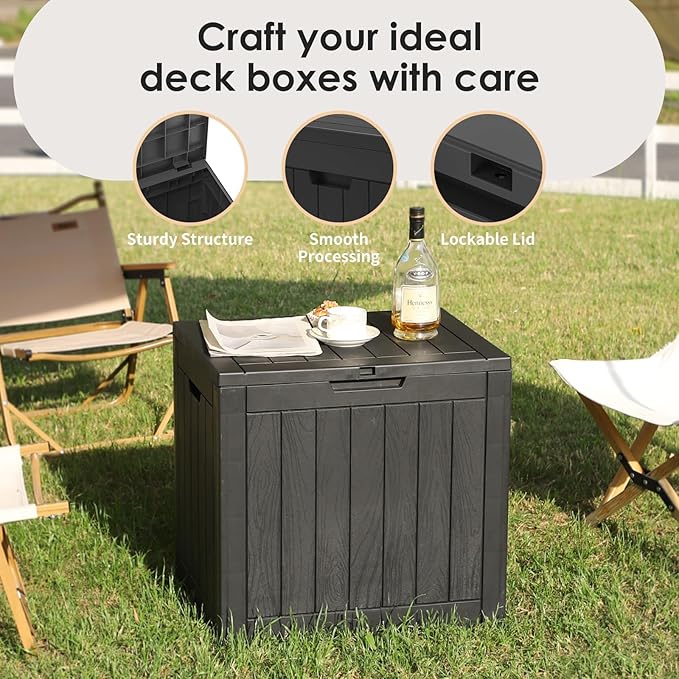 TARKARI 35 Gallon Lockable Resin Deck Box, Waterproof & UV-Resistant Outdoor - Image 4