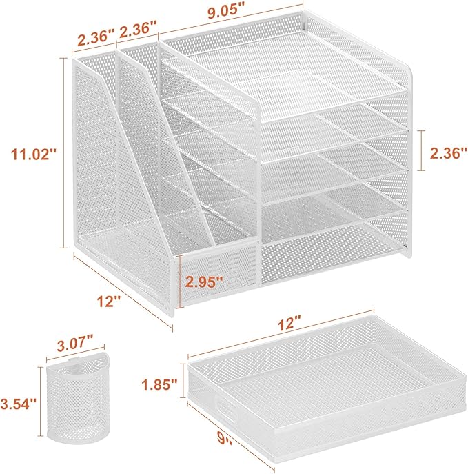 Marbrasse Desk Organiser with File Holder, 5-Tier Paper Letter Tray Organiser - Image 6
