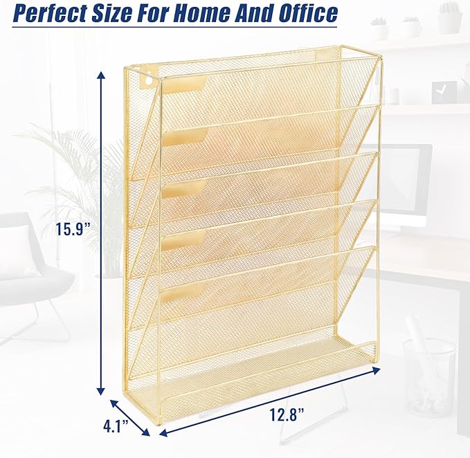 EASEPRES Desk File Organizer Mesh 6-Tier, Hanging Wall Mount Document - Image 6